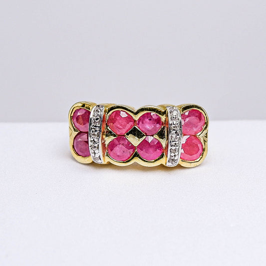 แหวนเงินแท้ 925 ฝังพลอย ทับทิม (Ruby) + เซอร์คอน (Zircon)