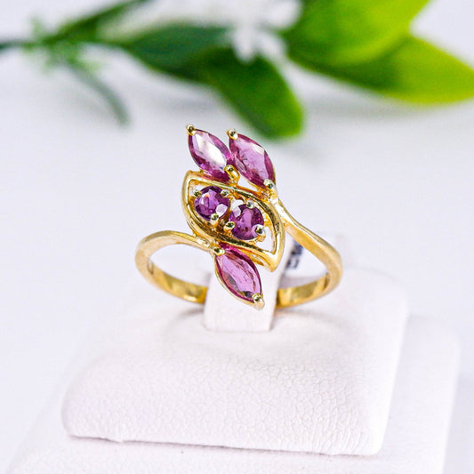 แหวนเงินแท้ 925 ฝังพลอย ทับทิมไทย (Siam Ruby) + แซฟไฟร์ไทย (Thai Sapphire)