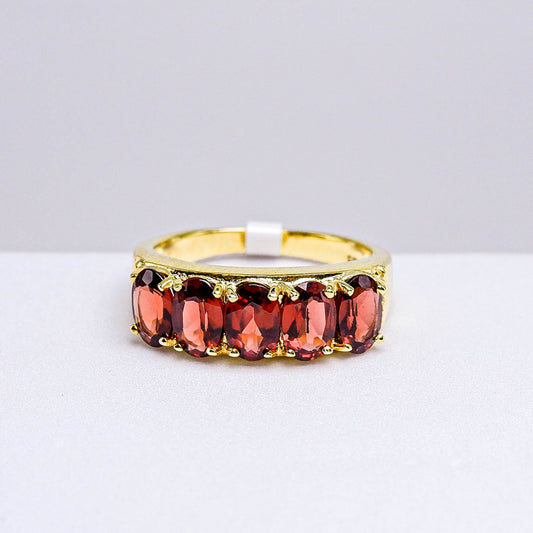 แหวนเงินแท้ 925 ฝังพลอย โกเมน (Garnet) + เซอร์คอน (Zircon)