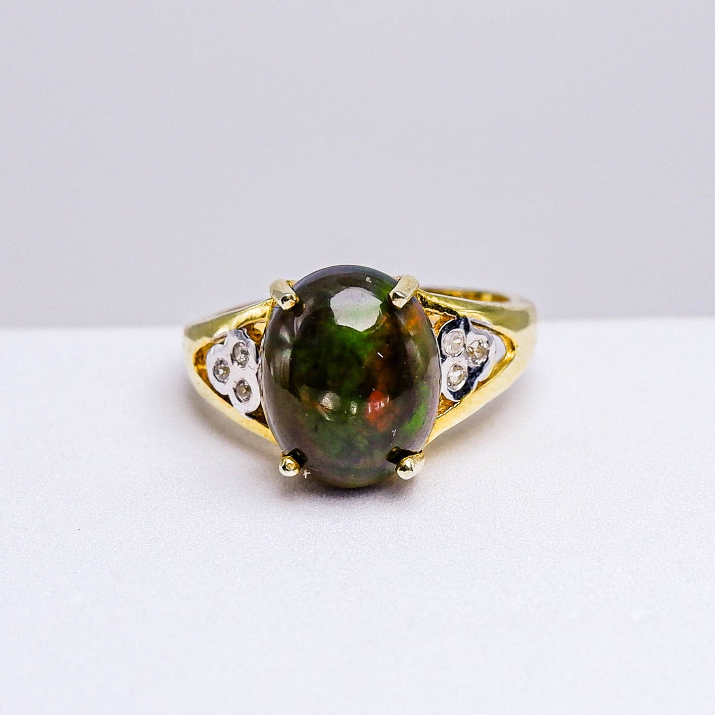 แหวนเงินแท้ 925 ฝังพลอย โอปอล (Opal) + เซอร์คอน (Zircon)