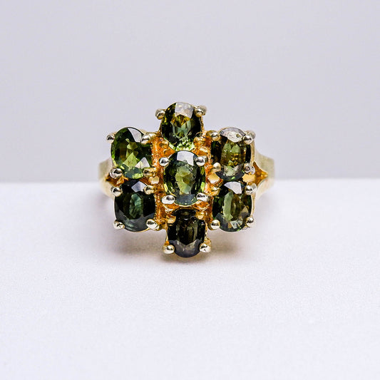 แหวนเงินแท้ 925 ฝังพลอย เขียวส่อง (green Sapphire)