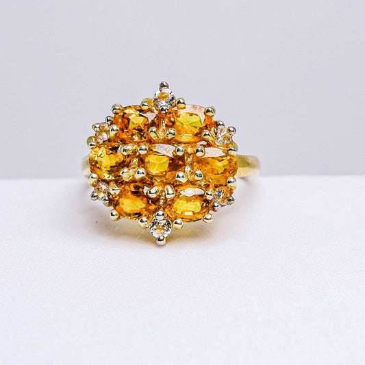แหวนเงินแท้ 925 ฝังพลอย บุษราคัม (Yellow Sapphire) + ไวท์โทพาส (whitetopaz)