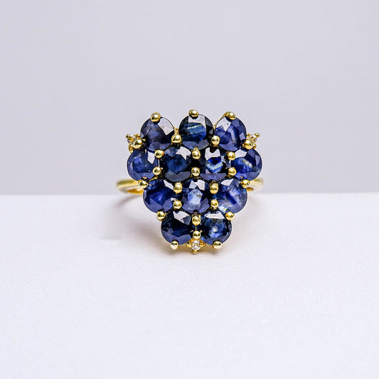แหวนเงินแท้ 925 ฝังพลอย ไพลิน (Blue Sapphire) + ไวท์โทพาส (whitetopaz)