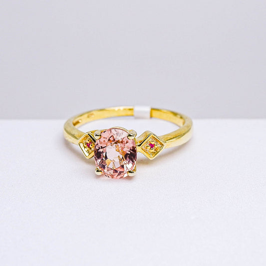 แหวนเงินแท้ 925 ฝังพลอย ทัวร์มาลีน (Tourmaline) + แซฟไฟร์ (Sapphire)