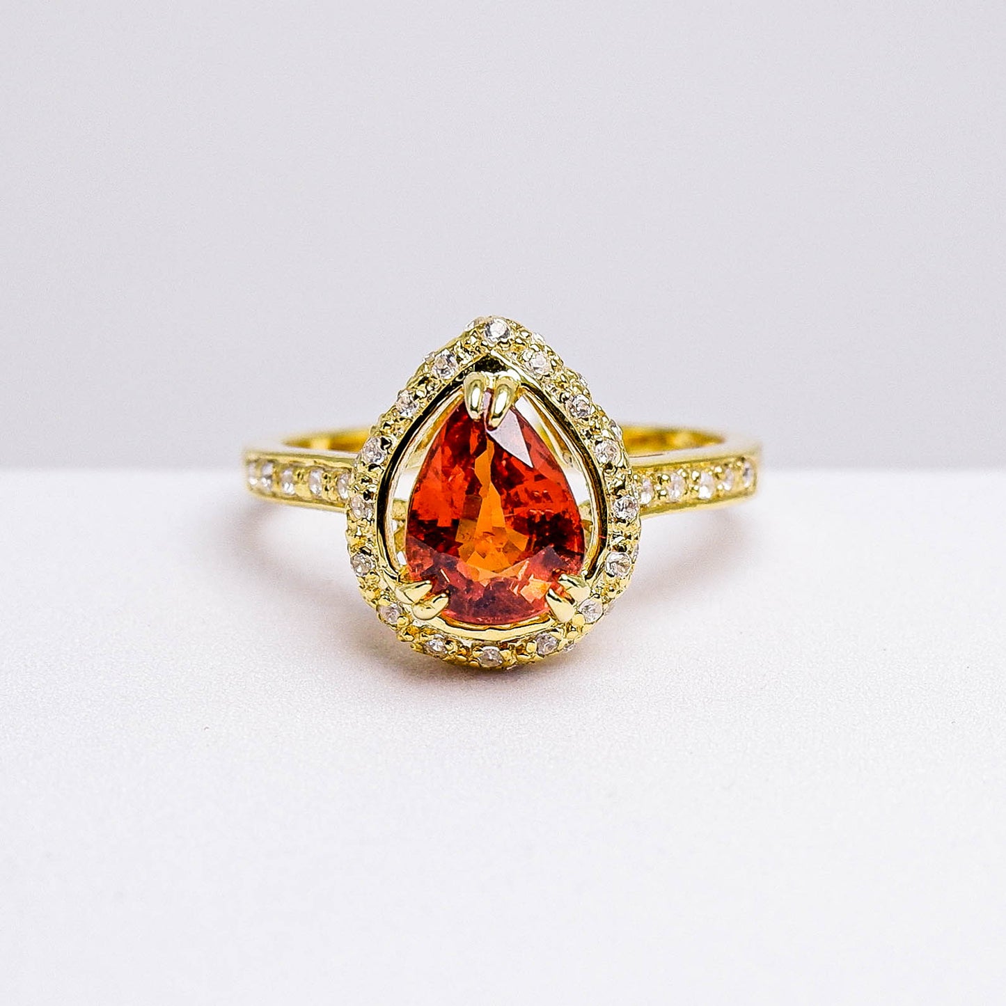 แหวนเงินแท้ 925 ฝังพลอย  สเปสซาไทท์ (Spessartite Garnet) + เซอร์คอน (Zircon)