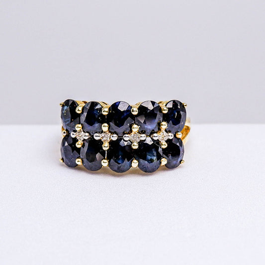 แหวนเงินแท้ 925 ฝังพลอย ไพลิน (Blue Sapphire) + เซอร์คอน (Zircon)