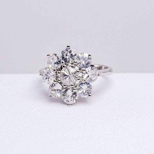 แหวนเงินแท้ 925 ฝังพลอย เพทายขาว (White Zircon)