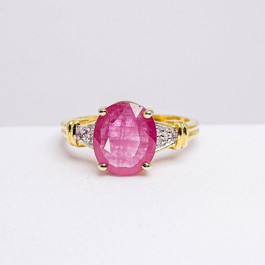 แหวนเงินแท้ 925 ฝังพลอย  ทับทิมแทนซาเนีย (Tanzania Ruby) + เซอร์คอน (Zircon)