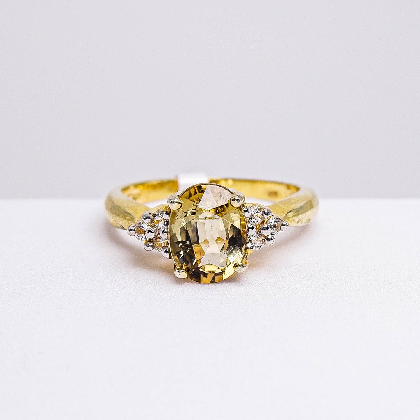 แหวนเงินแท้ 925 ฝังพลอย ทัวร์มาลีน (Tourmaline) + ไวท์โทพาส (whitetopaz)