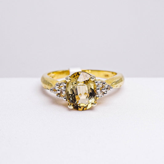 แหวนเงินแท้ 925 ฝังพลอย ทัวร์มาลีน (Tourmaline) + ไวท์โทพาส (whitetopaz)