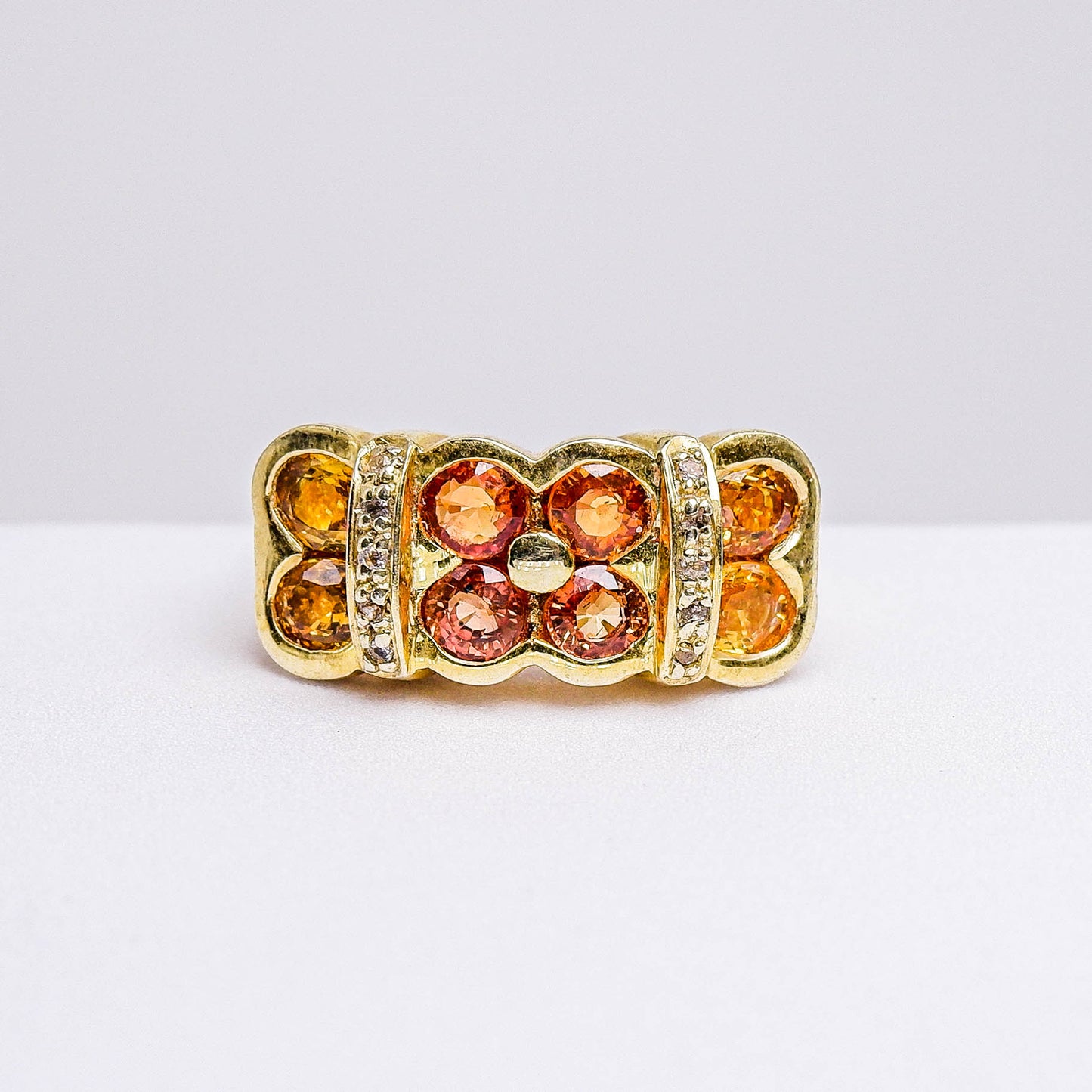 แหวนเงินแท้ 925 ฝังพลอย บุษราคัมบางกะจะ (Yellow Sapphire) + ไวท์โทพาส (whitetopaz)