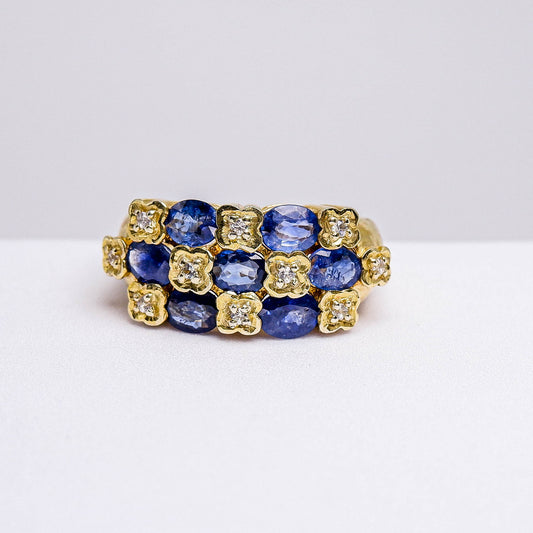 แหวนเงินแท้ 925 ฝังพลอย ไพลินซีลอน (Ceylon Sapphire) + เซอร์คอน (Zircon)