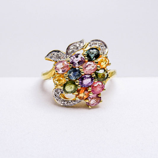 แหวนเงินแท้ 925 ฝังพลอย แฟนซีแซฟไฟร์ (Fancy Sapphire) + เซอร์คอน (Zircon)