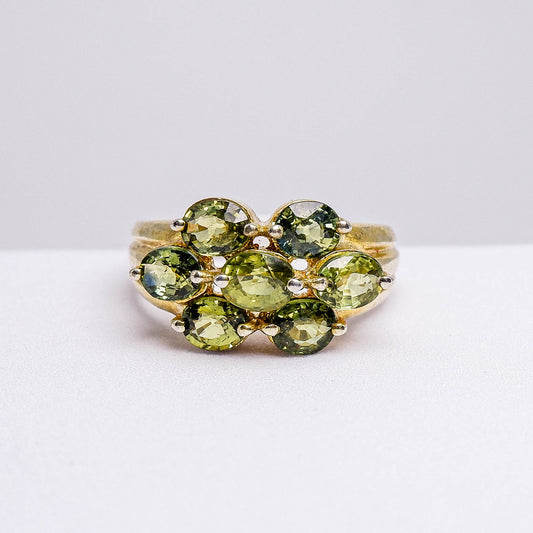 แหวนเงินแท้ 925 ฝังพลอย เขียวส่องบางกะจะ (green Sapphire)