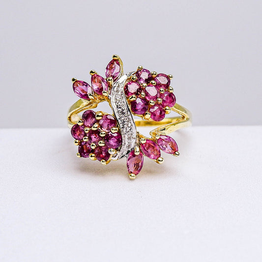 แหวนเงินแท้ 925 ฝังพลอย ทับทิมไทย (Siam Ruby) + เซอร์คอน (Zircon)