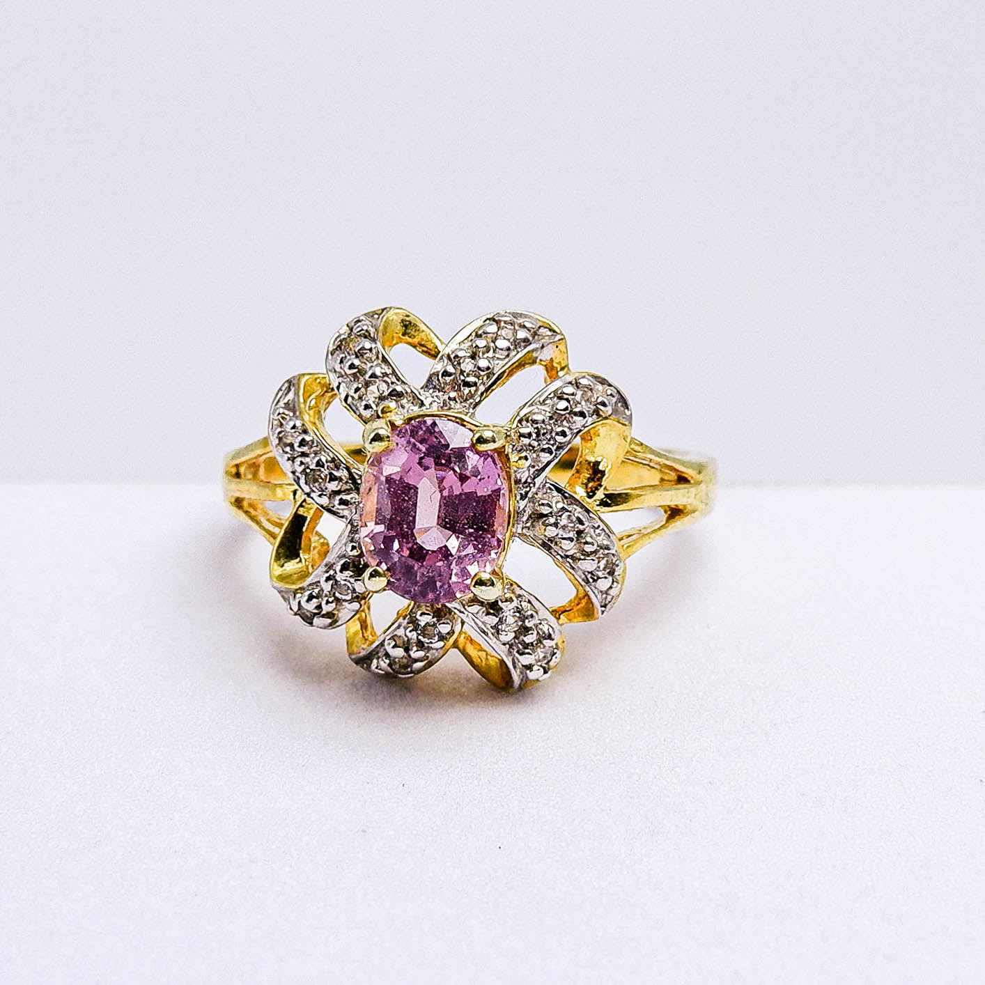 แหวนเงินแท้ 925 ฝังพลอย ทัวร์มาลีน (Tourmaline) + ไวท์โทพาส (whitetopaz)