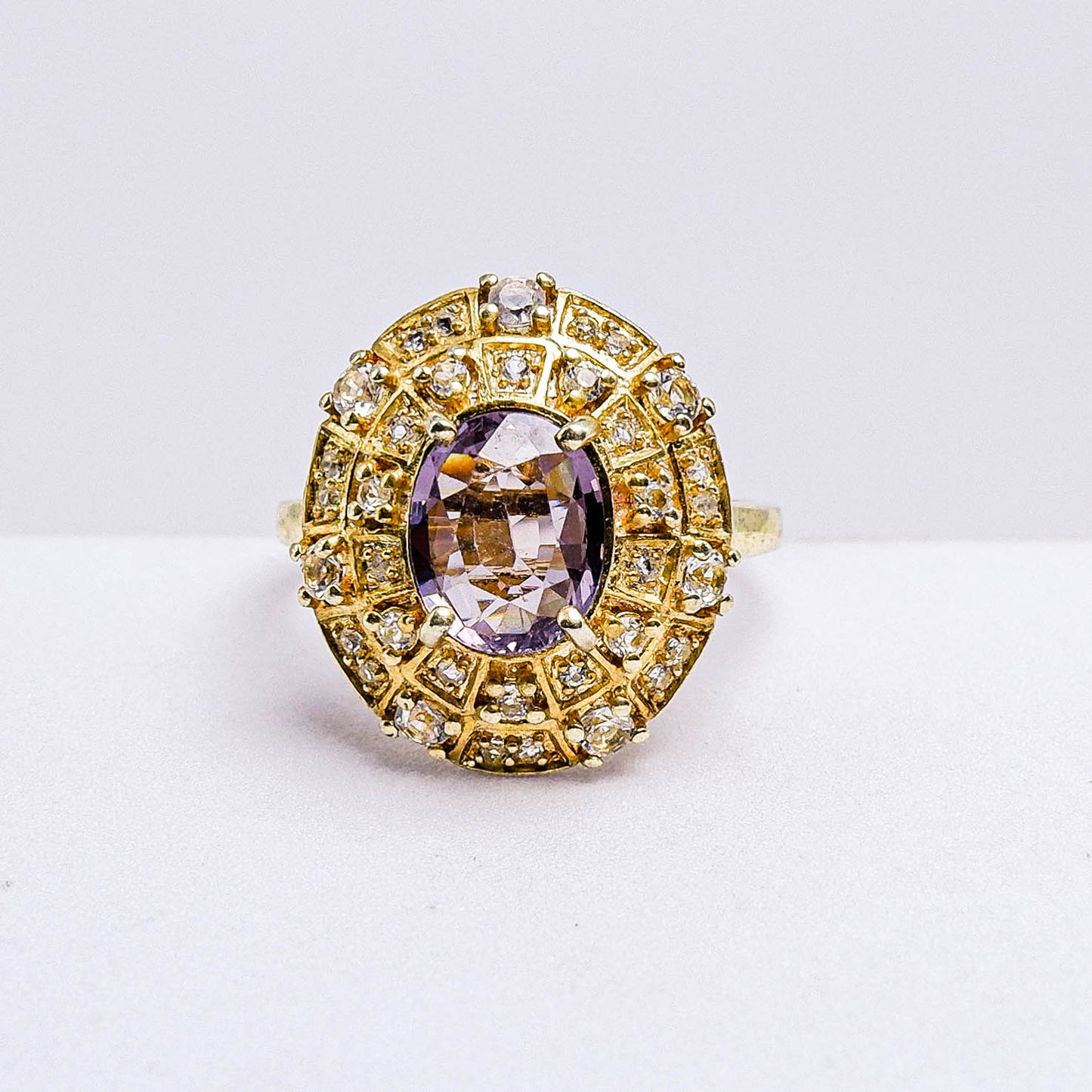 แหวนเงินแท้ 925 ฝังพลอย สปิเนล (Spinel) + ไวท์โทพาส (whitetopaz)