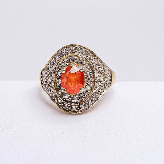 แหวนเงินแท้ 925 ฝังพลอย แซฟไฟร์ (Sapphire) + ไวท์โทพาส (whitetopaz)