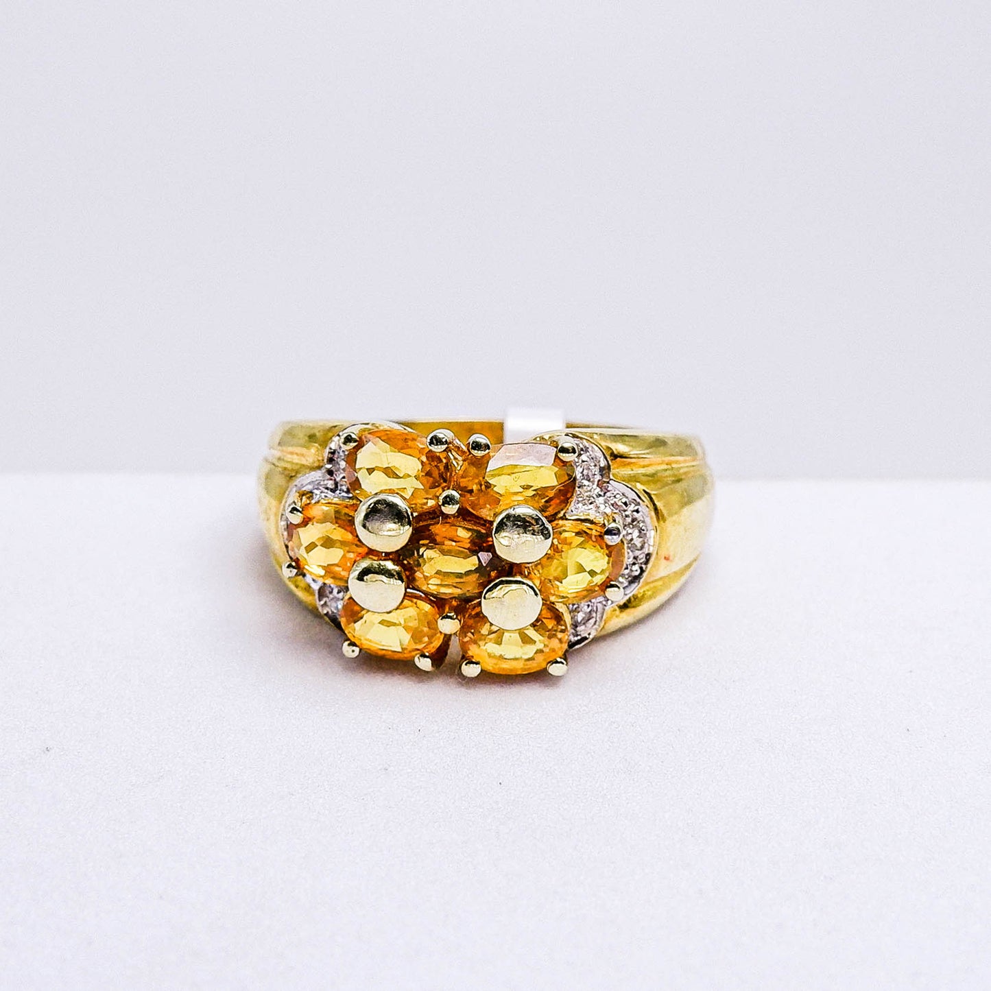 แหวนเงินแท้ 925 ฝังพลอย บุษราคัมบางกะจะ (Yellow Sapphire) + เซอร์คอน (Zircon)