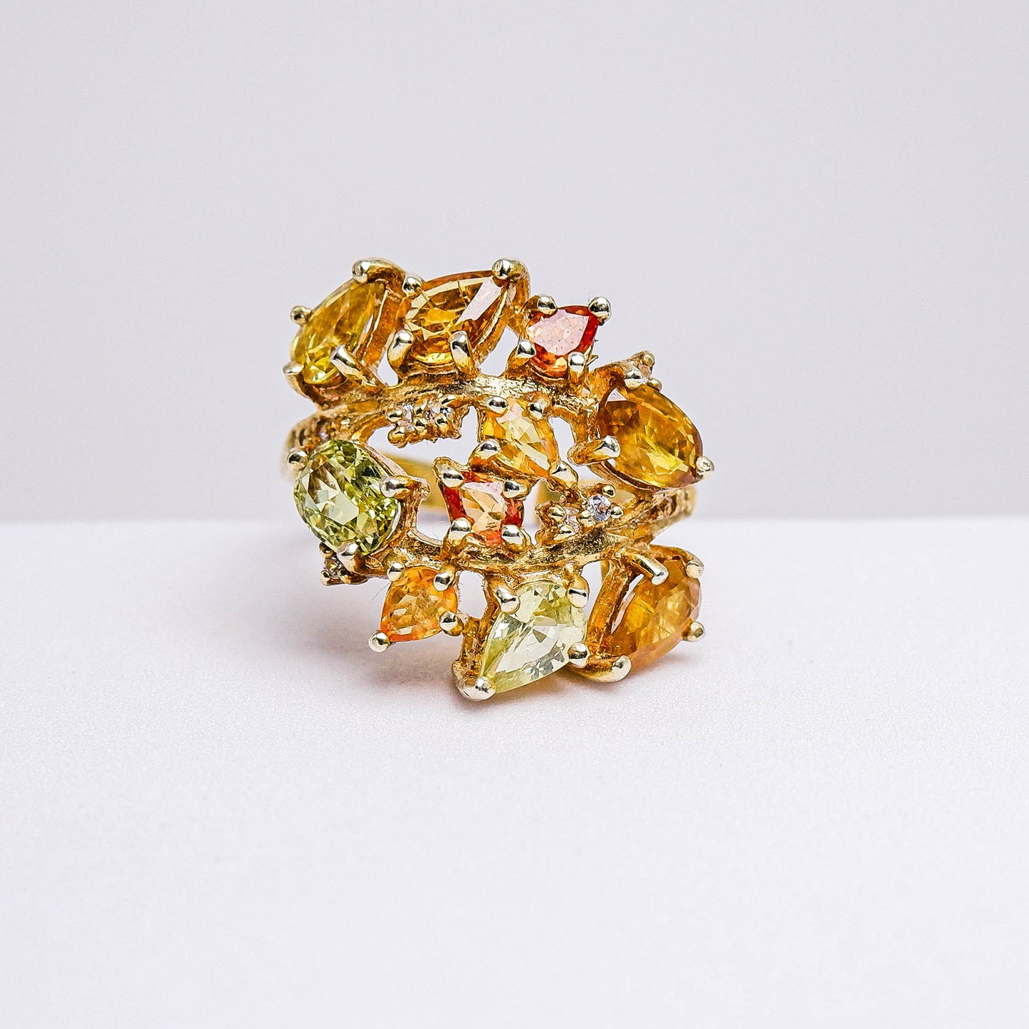 แหวนเงินแท้ 925 ฝังพลอย บุษราคัม (Yellow Sapphire)+ไวท์โทพาส (whitetopaz)