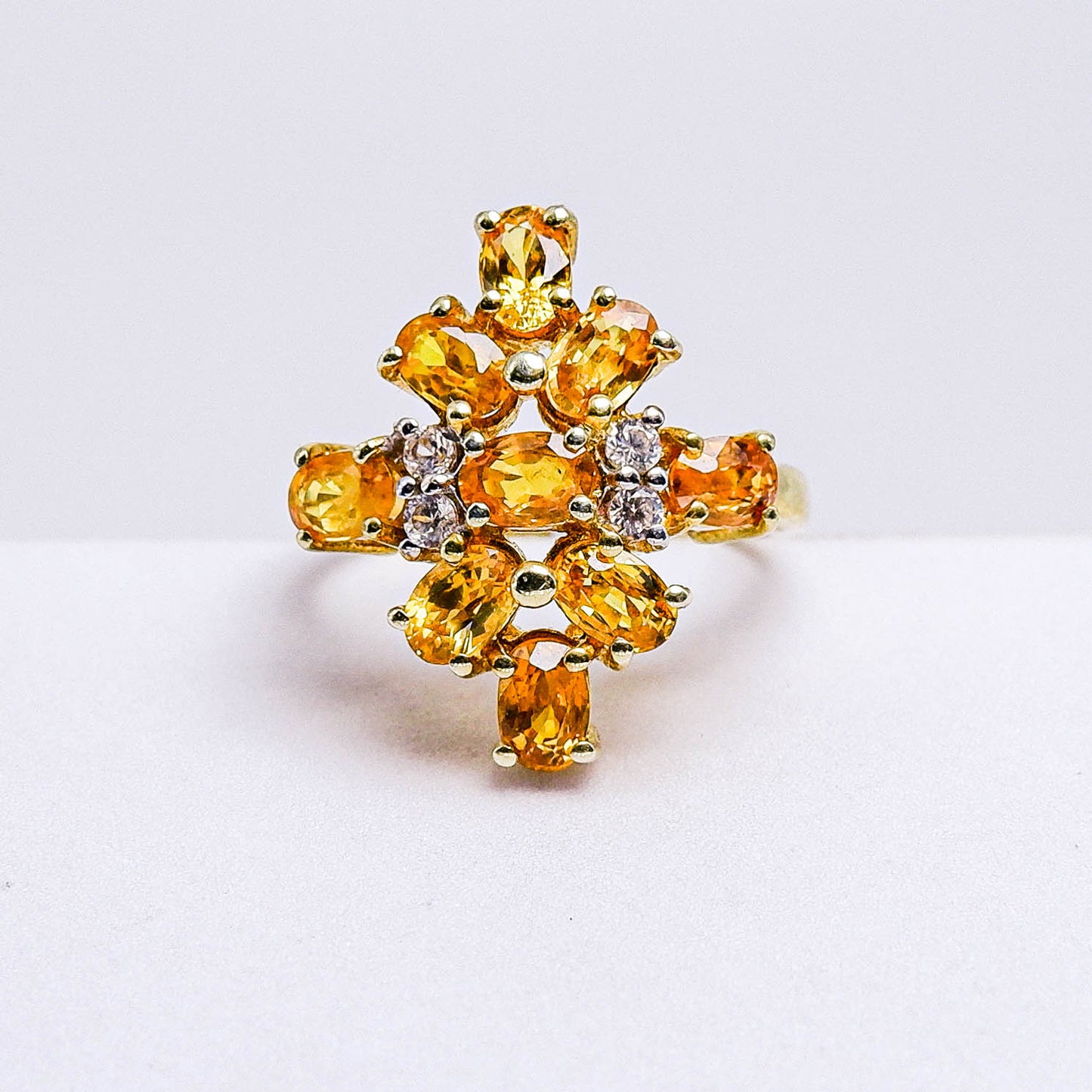 แหวนเงินแท้ 925 ฝังพลอย บุษราคัม (Yellow Sapphire) + เซอร์คอน (Zircon)
