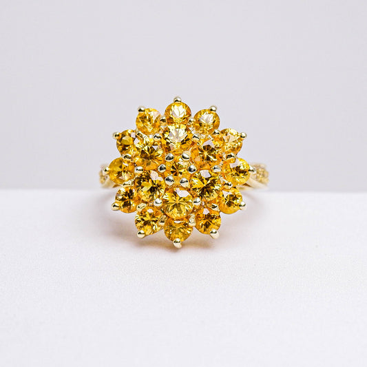 แหวนเงินแท้ 925 ฝังพลอย บุษราคัม (Yellow Sapphire) +เซอร์คอน (Zircon)