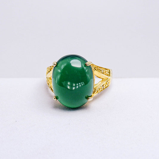 แหวนเงินแท้ 925 ฝังพลอย คาลซิโดนี (Chalcedony)  + เซอร์คอน (Zircon)