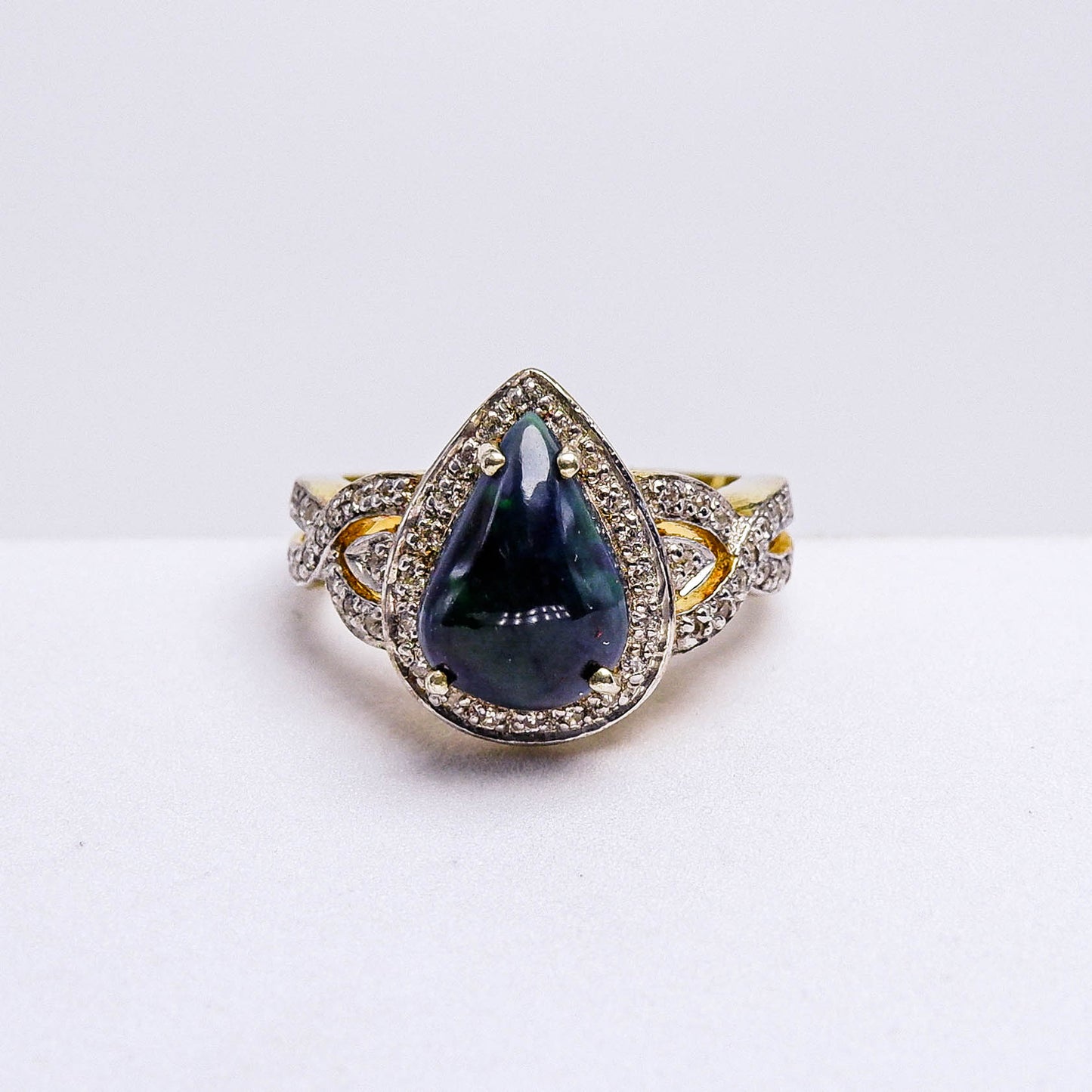 แหวนเงินแท้ 925 ฝังพลอย โอปอล (Opal) + เซอร์คอน (Zircon)
