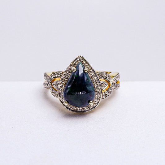 แหวนเงินแท้ 925 ฝังพลอย โอปอล (Opal) + เซอร์คอน (Zircon)