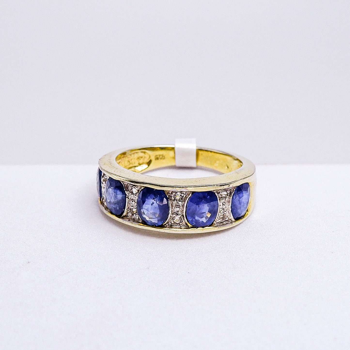 แหวนเงินแท้ 925 ฝังพลอย ไพลิน (Blue Sapphire) + ไวท์โทพาส (whitetopaz)