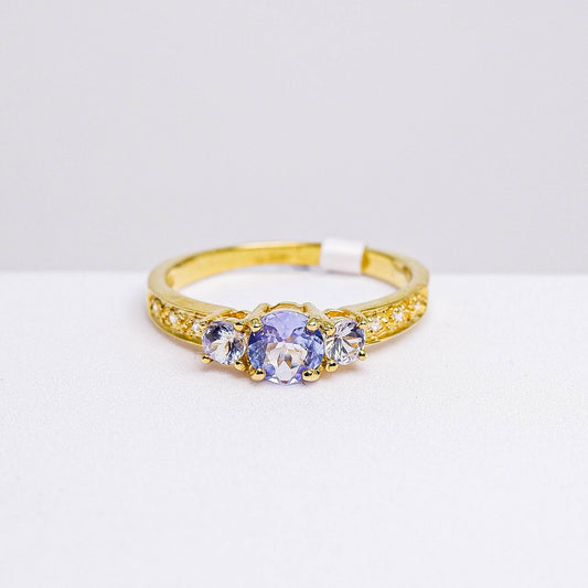 แหวนเงินแท้ 925 ฝังพลอย แทนซาไนท์ (Tanzanite) + เซอร์คอน (Zircon)