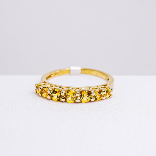 แหวนเงินแท้ 925 ฝังพลอย บุษราคัมบางกะจะ (Yellow Sapphire)