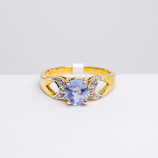 แหวนเงินแท้ 925 ฝังพลอย ไพลินศรีลังกา (Ceylon Sapphire) + ไวท์โทพาส (whitetopaz)