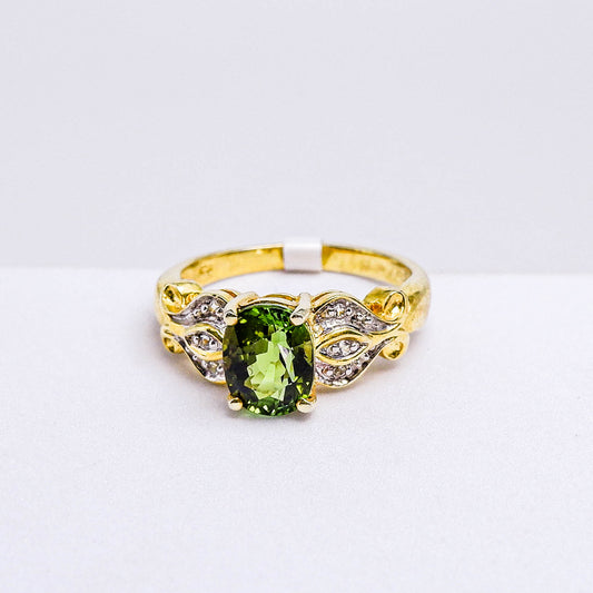 แหวนเงินแท้ 925 ฝังพลอย ทัวร์มาลีน(Tourmaline) + ไวท์โทพาส(whitetopaz)