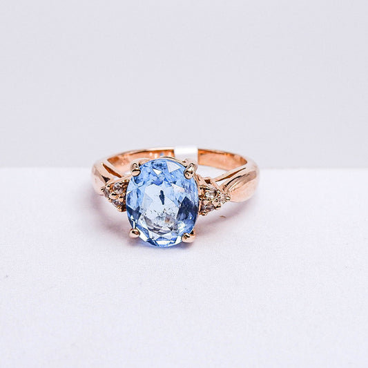 แหวนเงินแท้ 925 ฝังพลอย บลูโทพาส (Blue Topaz) + เซอร์คอน (Zircon)