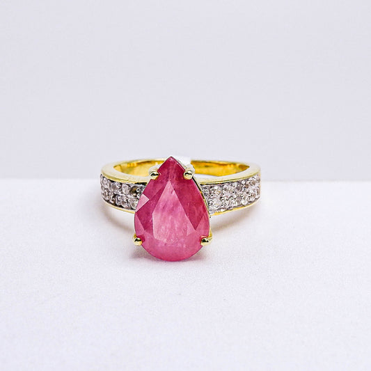 แหวนเงินแท้ 925 ฝังพลอย ทับทิมแทนซาเนีย (Tanzania Ruby) + เซอร์คอน (Zircon)