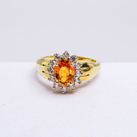 แหวนเงินแท้ 925 ฝังพลอย บุษราคัมบางกะจะ (Yellow Sapphire) + เซอร์คอน (Zircon)