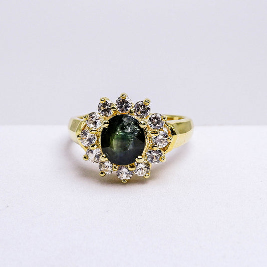 แหวนเงินแท้ 925 ฝังพลอย บุษราคัมบางกะจะ (Yellow Sapphire) + เซอร์คอน (Zircon) (สำเนา)