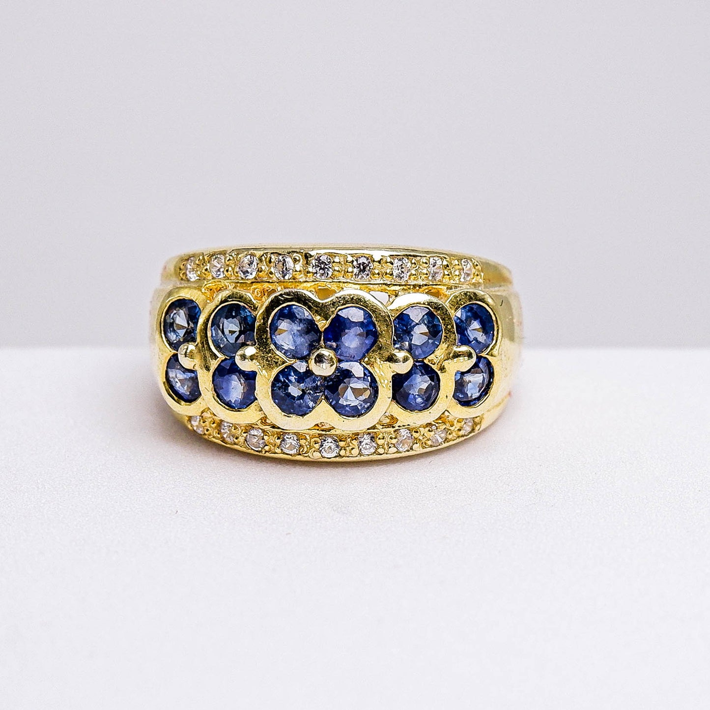 แหวนเงินแท้ 925 ฝังพลอย ไพลิน (Blue Sapphire) + เซอร์คอน (Zircon)