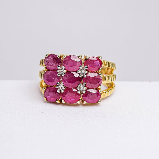 แหวนเงินแท้ 925 ฝังพลอย ทับทิมมาดา (Madagascar Ruby) + ไวท์โทพาส whitetopaz)