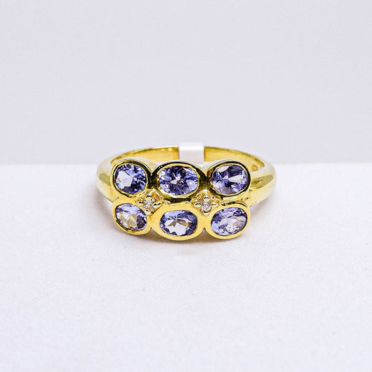 แหวนเงินแท้ 925 ฝังพลอย แทนซาไนท์ (Tanzanite) + เซอร์คอน (Zircon)