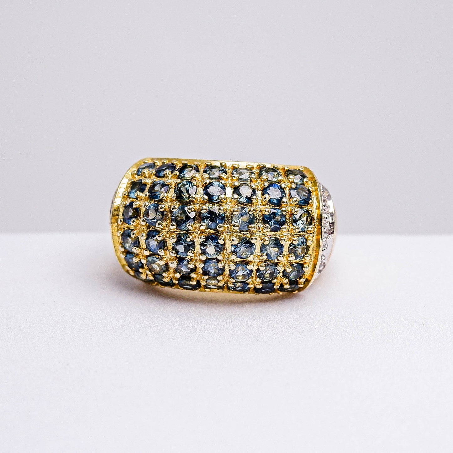 แหวนเงินแท้ 925 ฝังพลอย ไพลิน (Blue Sapphire) + ไวท์โทพาส (whitetopaz)