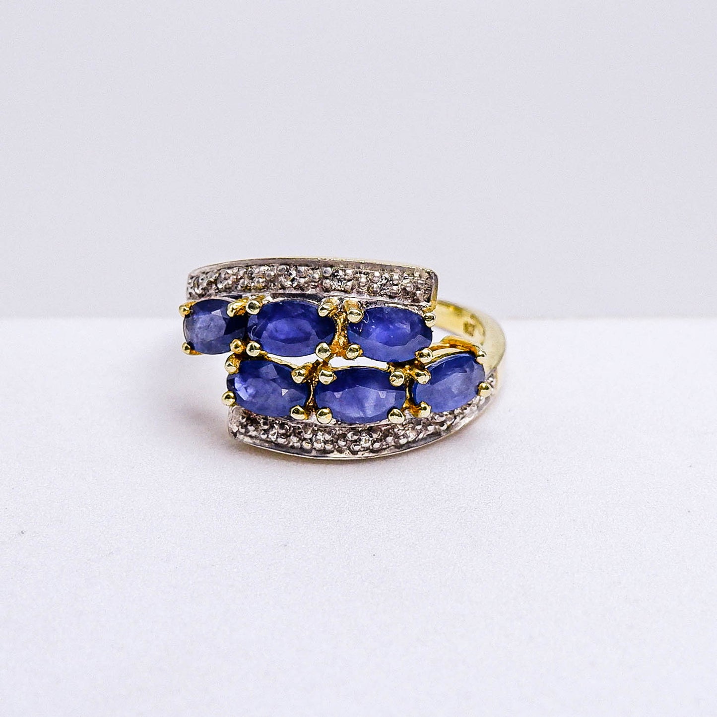 แหวนเงินแท้ 925 ฝังพลอย ไพลิน (Blue Sapphire) + เซอร์คอน (Zircon)