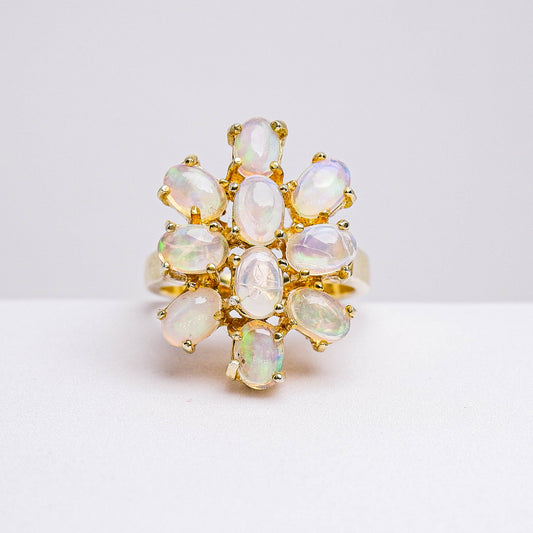 แหวนเงินแท้ 925 ฝังพลอย ไวท์โอปอล (White Opal)