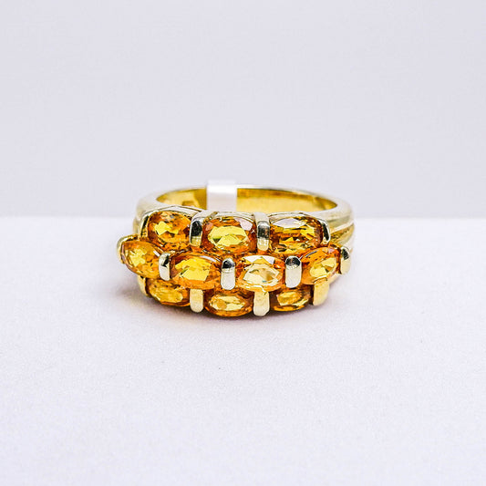 แหวนเงินแท้ 925 ฝังพลอย บุษราคัมบางกะจะ (Yellow Sapphire)
