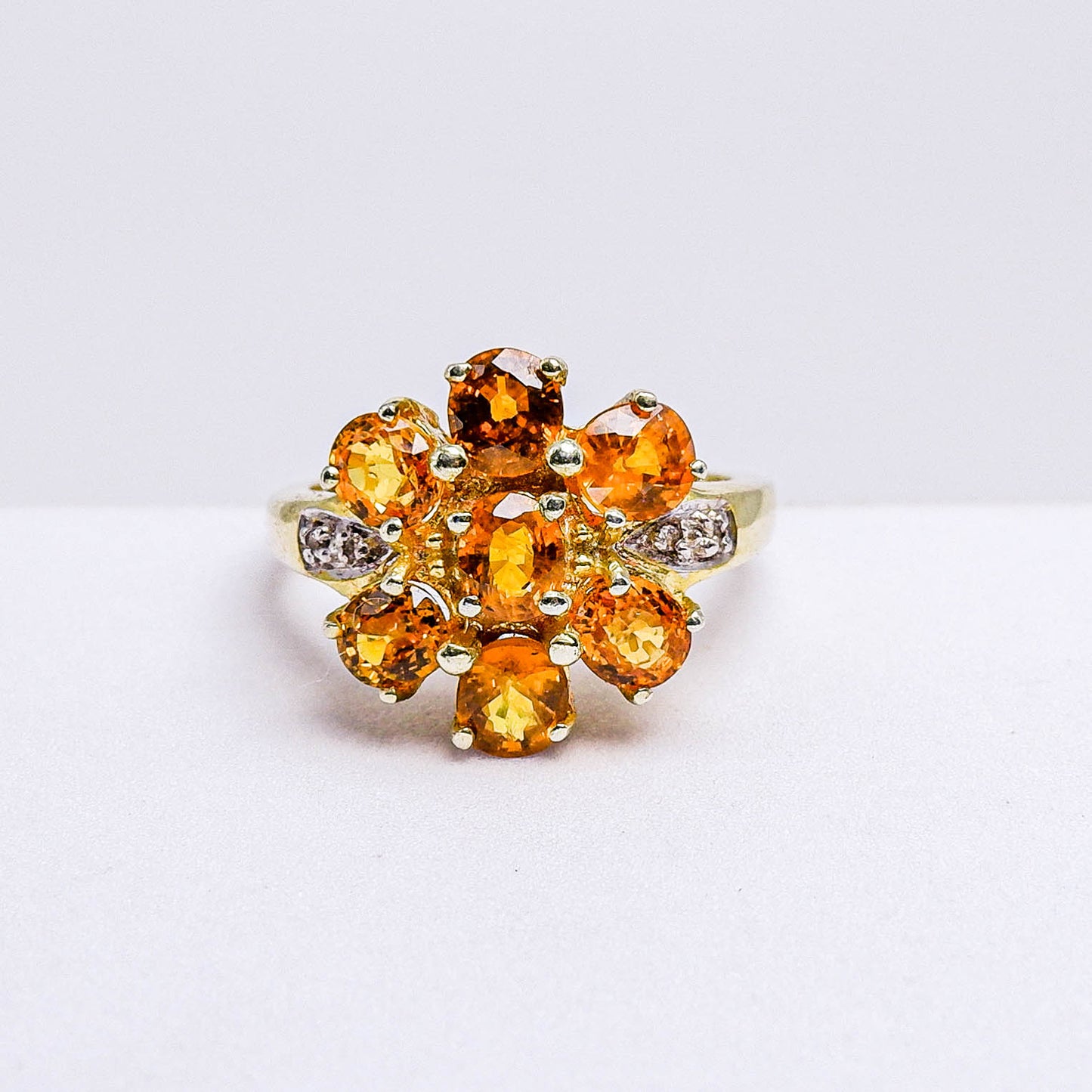 แหวนเงินแท้ 925 ฝังพลอย บุษราคัมบางกะจะ (Yellow Sapphire) + ไวท์โทพาส (whitetopaz)