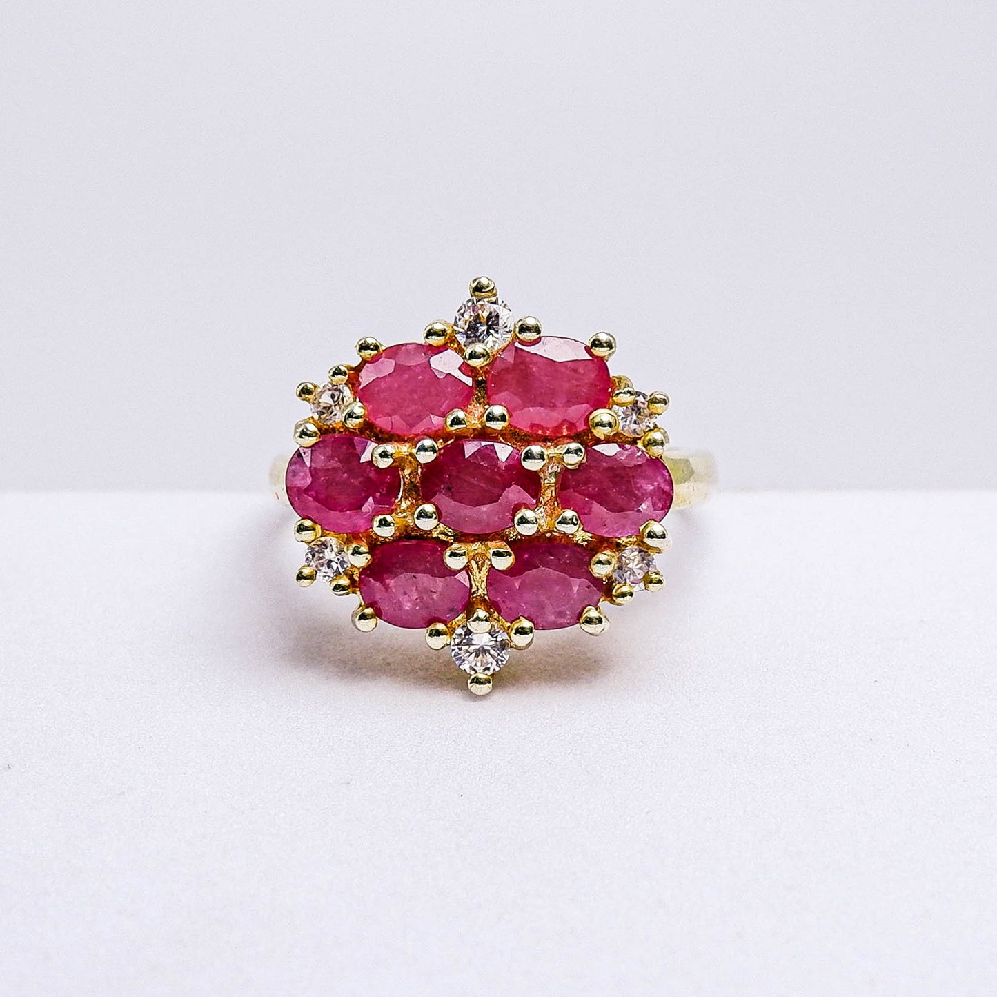 แหวนเงินแท้ 925 ฝังพลอย ทับทิมมาดา (Madagascar Ruby) + เซอร์คอน (Zircon)
