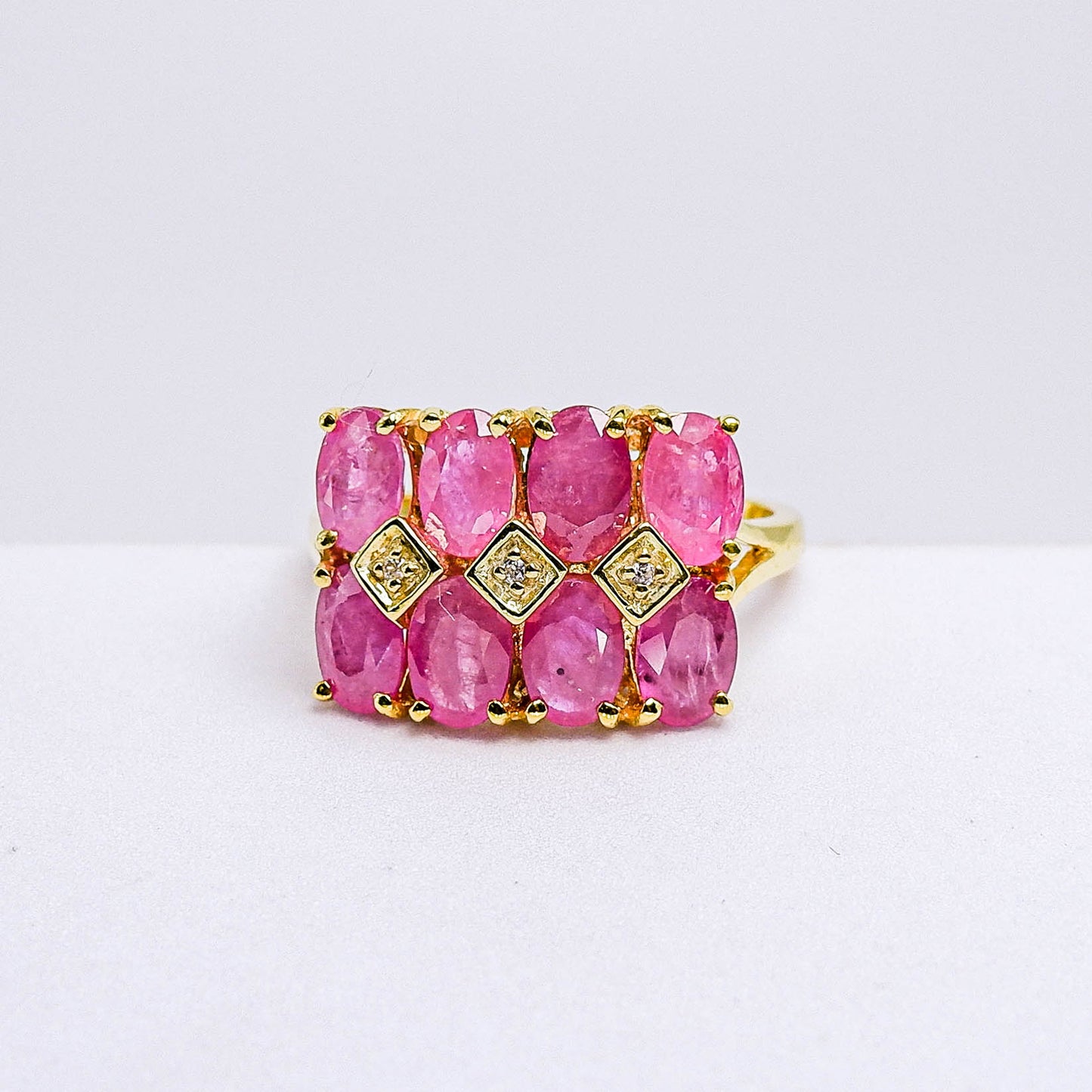 แหวนเงินแท้ 925 ฝังพลอย ทับทิม (Ruby) + เซอร์คอน (Zircon)