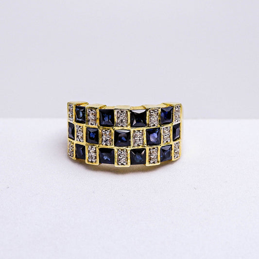 แหวนเงินแท้ 925 ฝังพลอย ไพลิน (Blue Sapphire) + เซอร์คอน (Zircon)