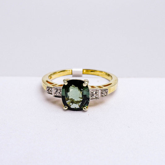 แหวนเงินแท้ 925 ฝังพลอย ทัวร์มาลีน (Tourmaline) + เซอร์คอน (Zircon)